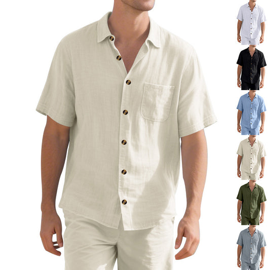 Chemise en lin décontractée pour homme à manches courtes avec poche poitrine pratique Chic und Stil