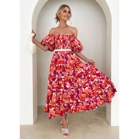 Robe maxi à épaules dénudées fleurs Chic und Stil