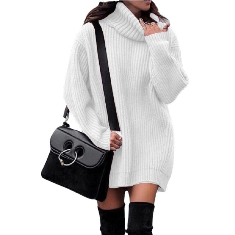 Robe en tricot pour femmes avec col montant et structure en côtes Chic und Stil