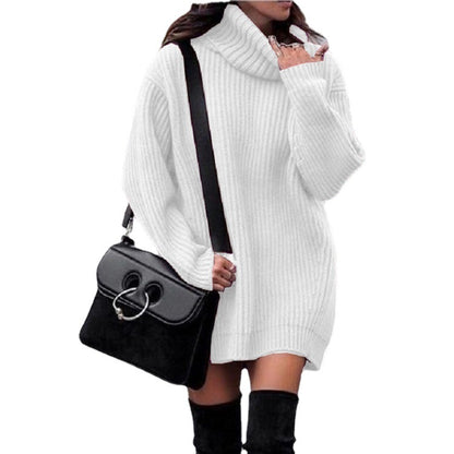 Robe en tricot pour femmes avec col montant et structure en côtes Chic und Stil