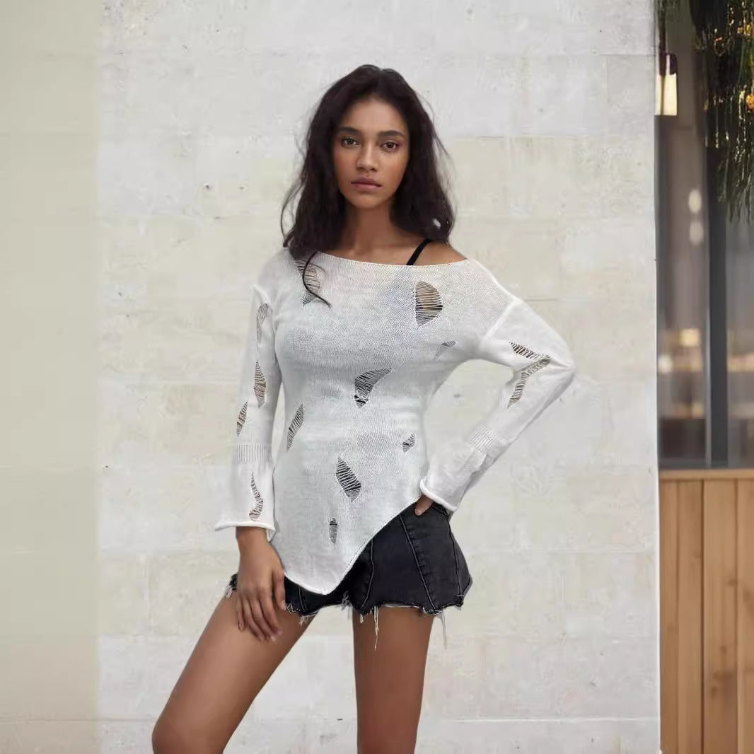 Pull en tricot pour femmes avec un look décontracté et déchiré et une coupe large Chic und Stil