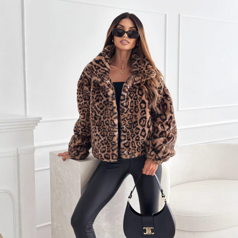 Ladies soft leopard fur jacket Chic and Style