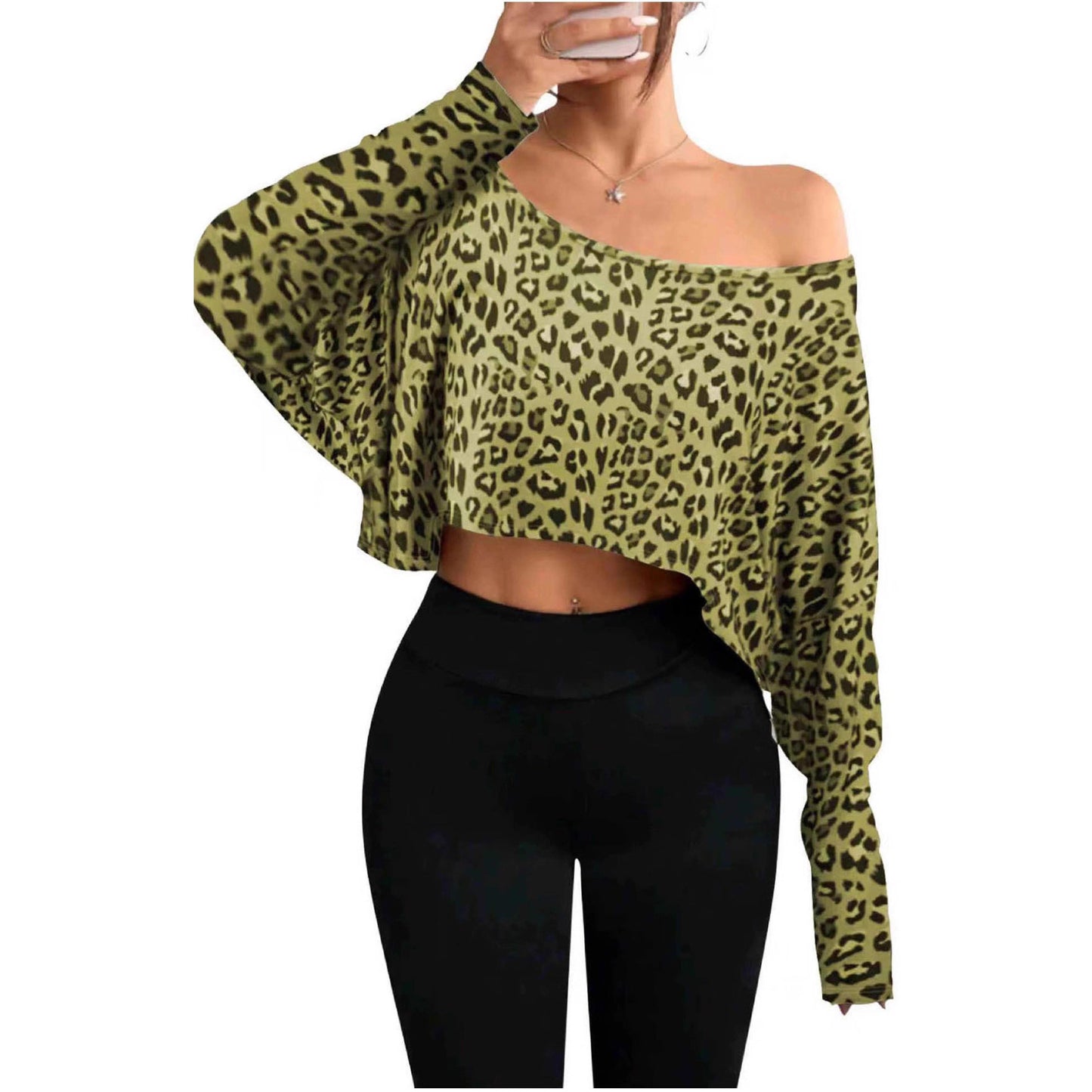 Pull cropped pour femmes avec motif léopard décontracté Chic und Stil