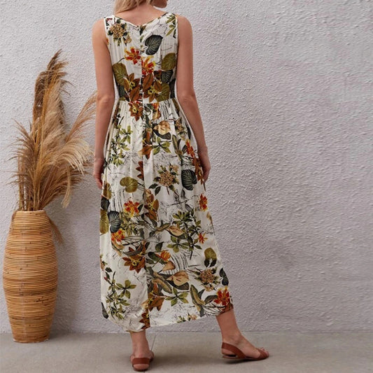 Robe maxi pour femmes avec design floral et ourlet flottant Chic und Stil