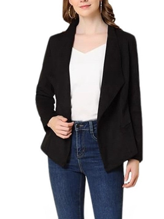 Blazer en simili cuir pour femmes avec coupe décontractée et revers tendance Chic und Stil