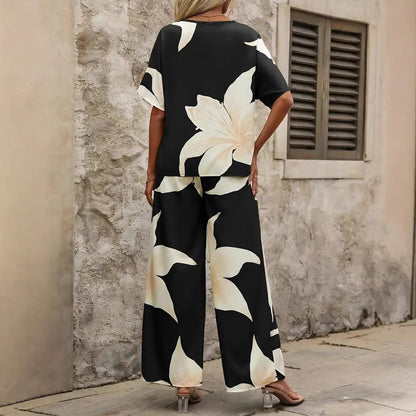 Dames Élégant Jumpsuit avec des motifs floraux et une jambe large Chic und Stil