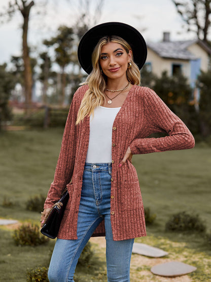 Damen cardigan à manches longues avec poches pratiques Chic und Stil