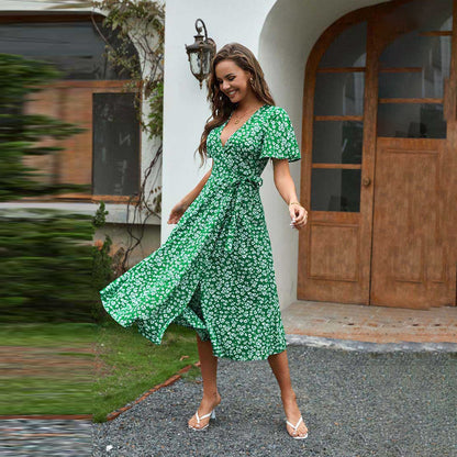 Dames Robe Maxi Fleurie à Enveloppe Chic und Stil 1751507269