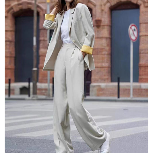 Tailored wide-leg blazer and pants set for women Chic and Style