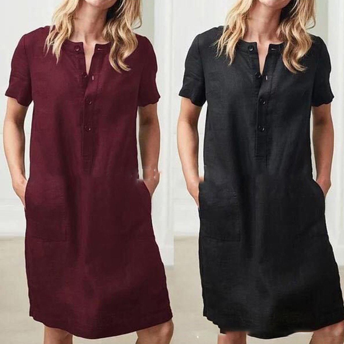 Robe chemise pour femmes avec poches pratiques et patte de boutonnage Chic und Stil