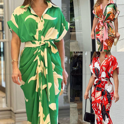 Robe maxi à enroulement et bouton Chic und Stil pour femmes
