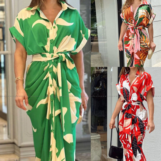 Robe maxi à enroulement et bouton Chic und Stil pour femmes