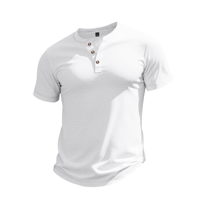 T-shirt Henley à manches courtes décontracté pour hommes en matériau respirant Chic und Stil