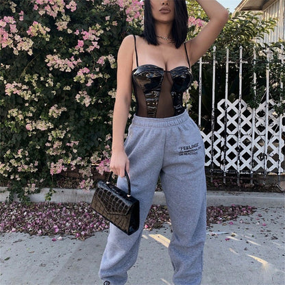 Ladies High Waist Graphic Jogging Pants Chic and Style