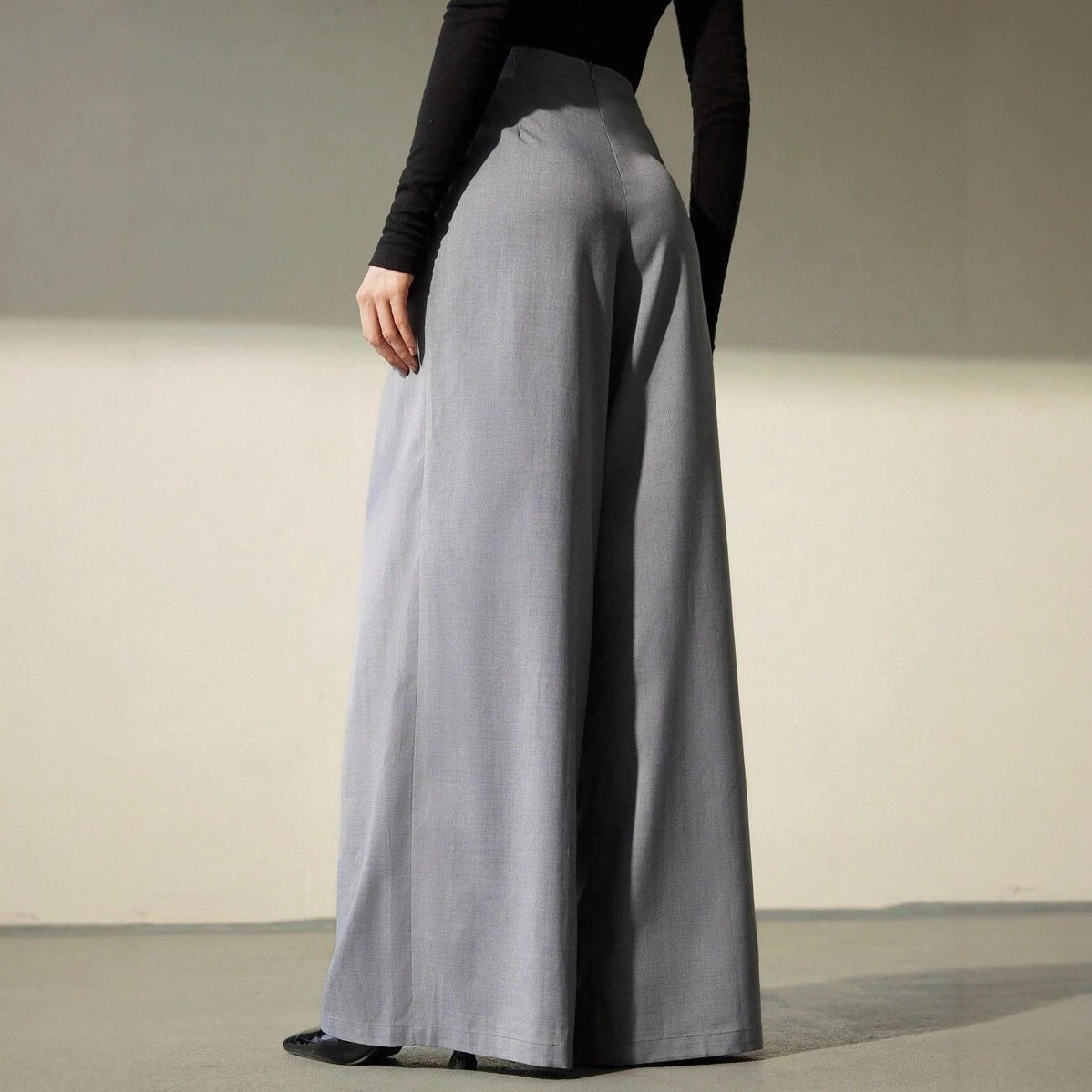 Ladies Elegant Wide Fabric Pants with High Waist and Harmonious Draping Chic and Style