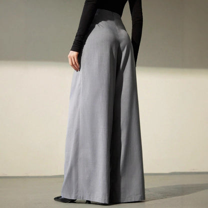 Ladies Elegant Wide Fabric Pants with High Waist and Harmonious Draping Chic and Style