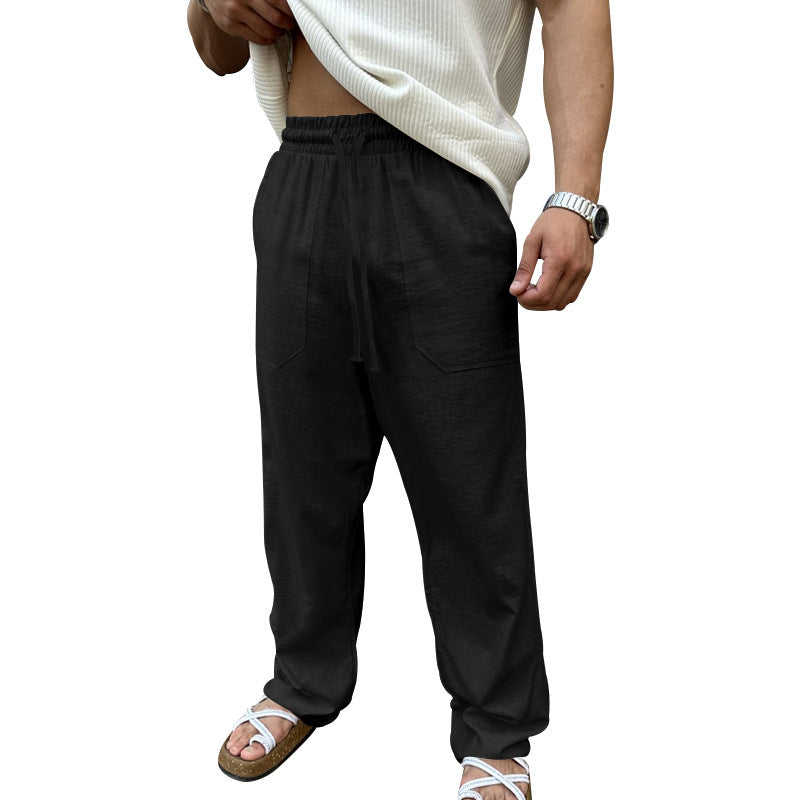 Men's casual linen pants with elastic waistband and practical side pockets Chic and Style