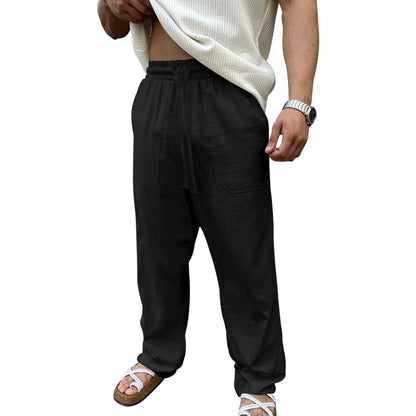 Men's casual linen pants with elastic waistband and practical side pockets Chic and Style