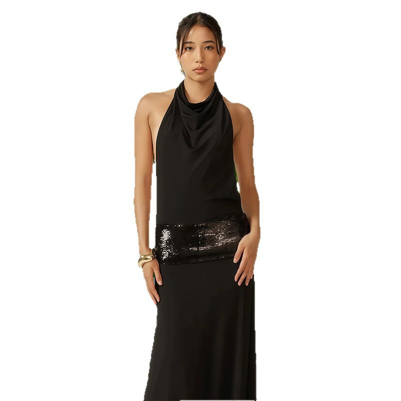 Dames Élégante Robe de Soirée avec Ceinture Pailletée Chic und Stil