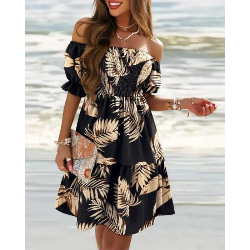 Robe à volants florale décolletée pour femmes Chic und Stil