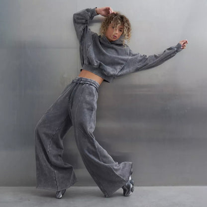 Urban loungewear set for women with cropped hoodie and wide pants Chic and Style