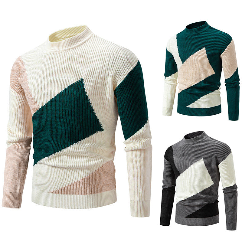 Trendy turtleneck pullover for men with a modern graphic design Chic and Style