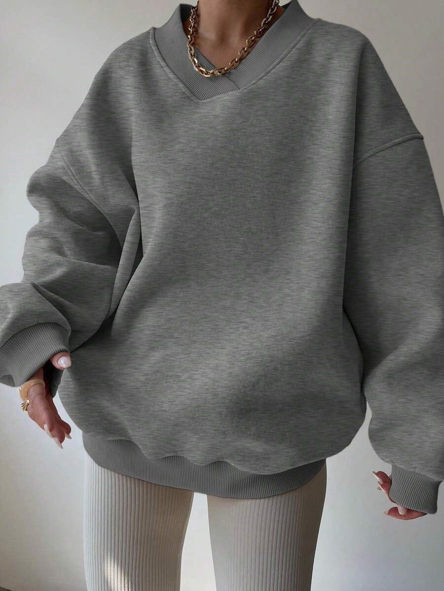 Femmes pull surdimensionné à col en V Chic und Stil