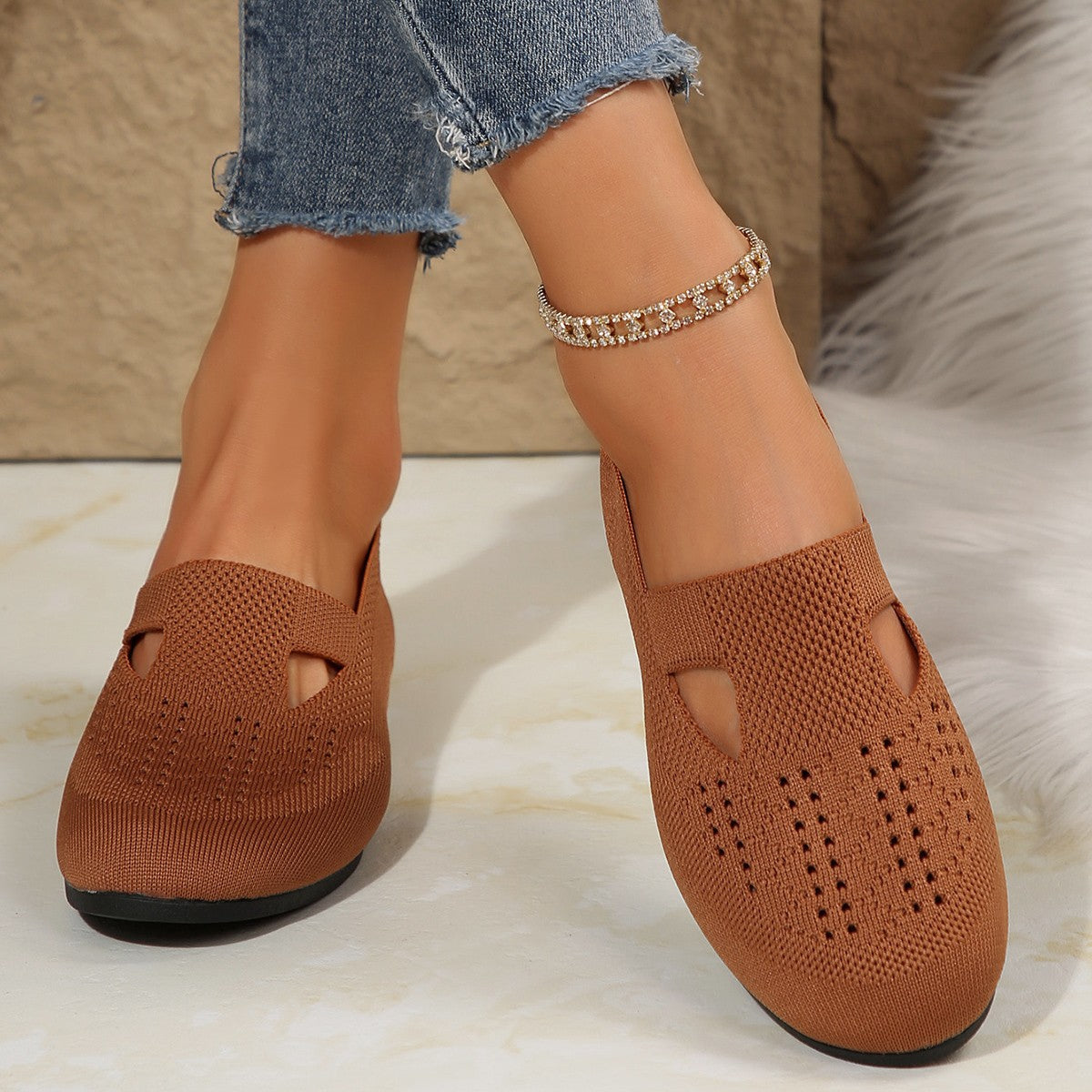 Dames chaussures en maille respirantes Slip-On Chic und Stil