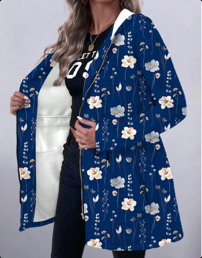 Manteau à capuche et fermeture éclair intégrale pour femmes à imprimé floral Chic und Stil