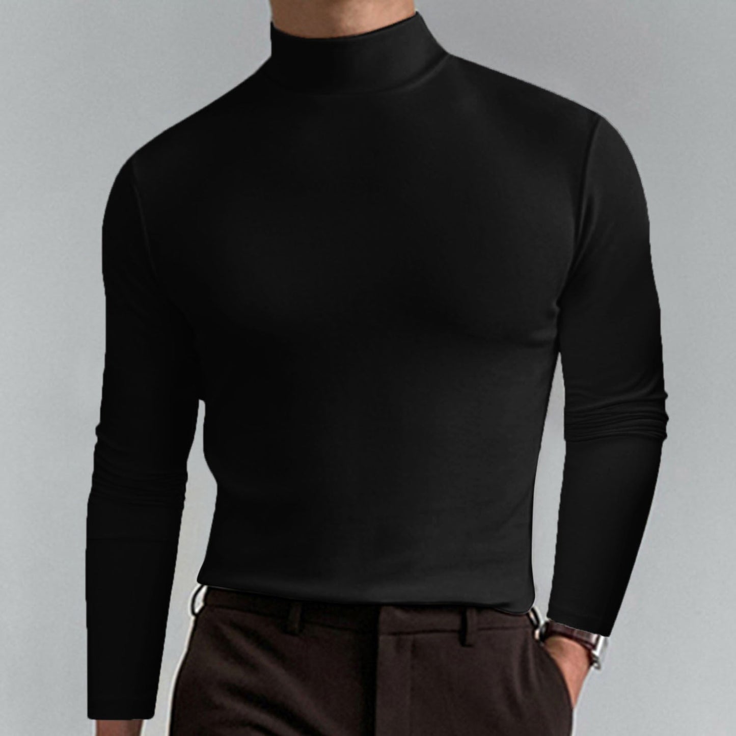 Men's High-Quality Turtleneck Sweater Made Of Fine Cotton Blend Chic und Stil