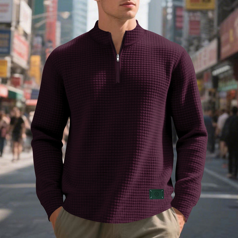 Pull sportif pour hommes avec fermeture éclair et structure Chic und Stil