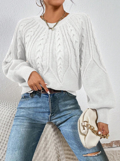 Pull en tricot pour femmes avec motif en torsades et manches larges Chic und Stil