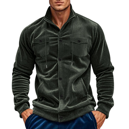 Chemise utility pour hommes en velours côtelé texturé avec poches poitrine pratiques Chic und Stil