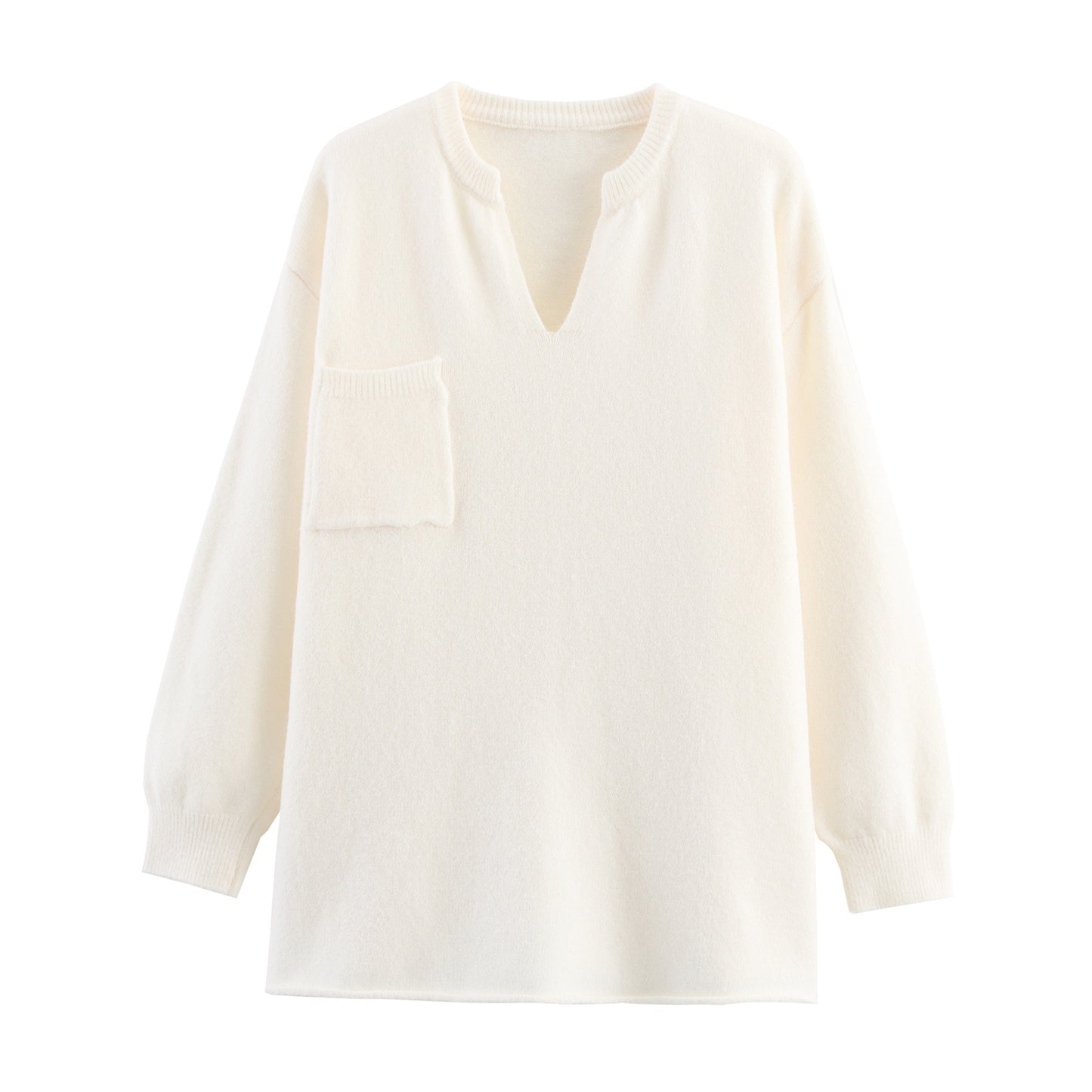 Dames ensemble confortable deux pièces avec décolleté en V et poche poitrine Chic und Stil