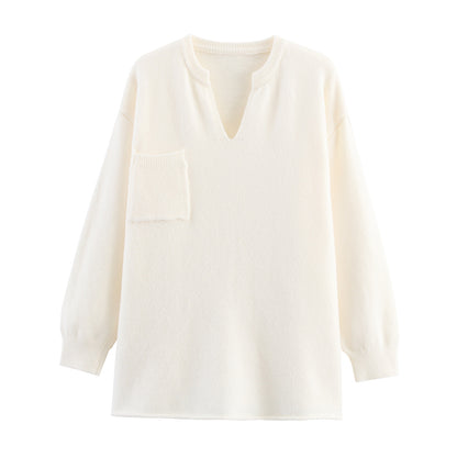 Dames ensemble confortable deux pièces avec décolleté en V et poche poitrine Chic und Stil