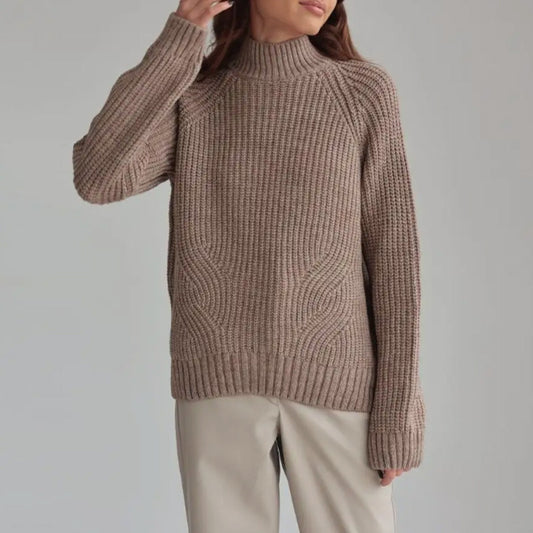 Pull en tricot pour femmes avec col montant et motif vague décoratif Chic und Stil