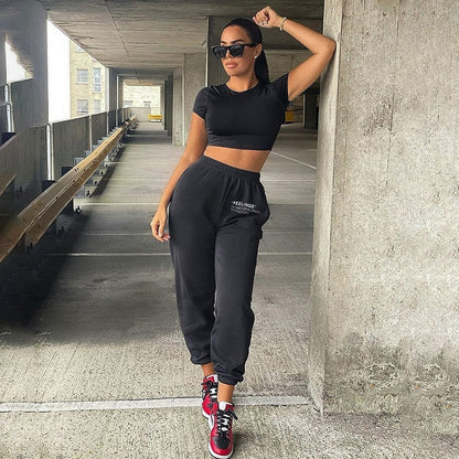 Ladies High Waist Graphic Jogging Pants Chic and Style