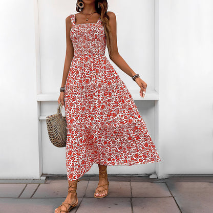 Robe Maxi Smockée à Imprimé Floral pour Femme Chic und Stil