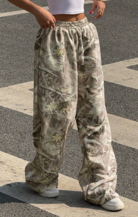 Women Wide Printed Pants with Elastic Waist Chic and Style