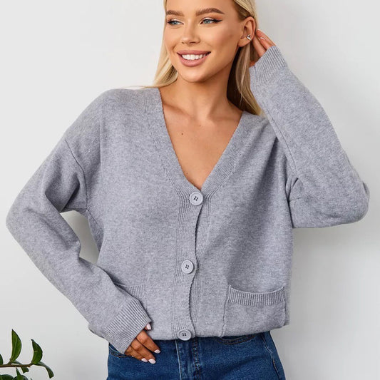 Dames cardigan douillet avec décolleté en V et poches pratiques Chic und Stil