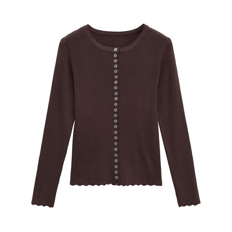 Fine knit jacket for women with elegant button details Chic and Style