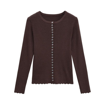 Fine knit jacket for women with elegant button details Chic and Style