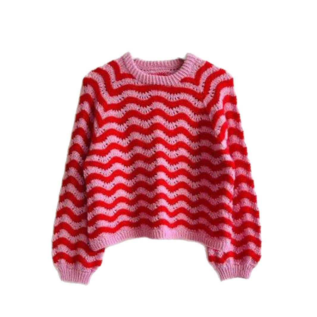 Pull en tricot pour femmes avec motif ondulé et coupe généreuse Chic und Stil