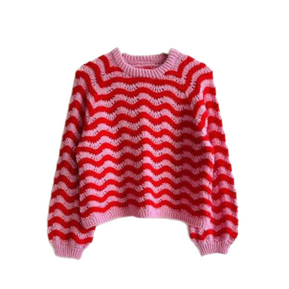 Pull en tricot pour femmes avec motif ondulé et coupe généreuse Chic und Stil
