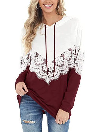 Dames Hoodie élégant avec applications en dentelle Chic und Stil