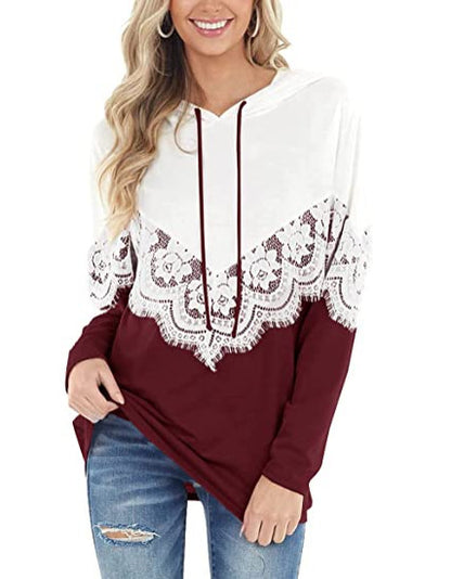 Dames Hoodie élégant avec applications en dentelle Chic und Stil