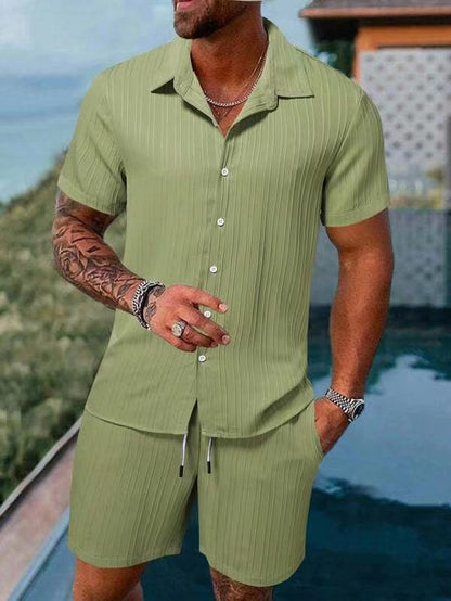 Chemise à manches courtes en rayures pour hommes Set Chic und Stil