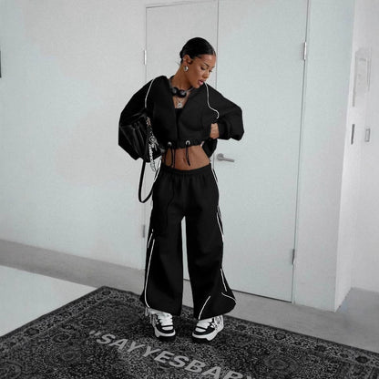 Oversized sports jacket set for women and wide jogger pants Chic und Stil