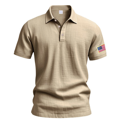 Polo sportif pour hommes avec motif de drapeau américain et technologie de régulation de l'humidité Chic und Stil