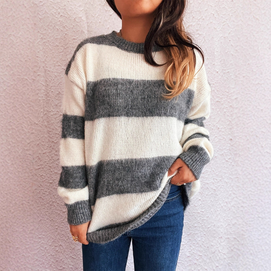 Pull en laine à rayures pour femmes en coupe oversize Chic und Stil